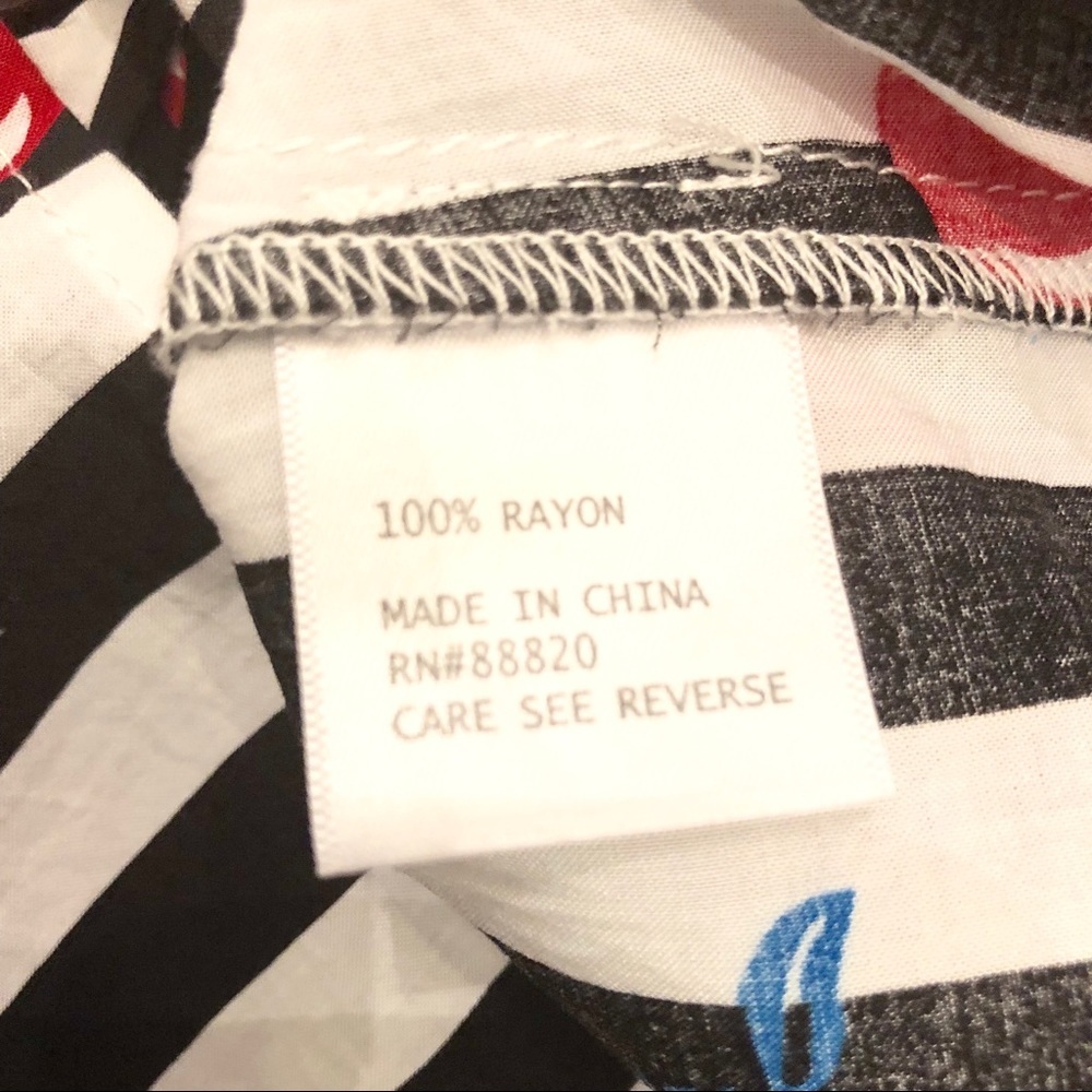 Cynthia Rowley Cherry Stripe Tie Front Top Retro Style Blouse - Picture 9 of 10